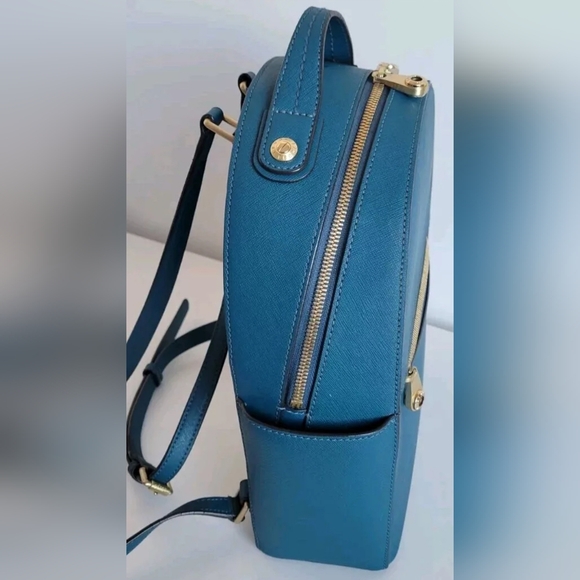 Henri Bendel New York Leather Backpack Blue Turquoise - Picture 12 of 16